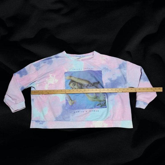 Ariana Grande Purple Tie Dye God is a Woman Crewneck Crop Top Sweatshirt Size L - Picture 6 of 7